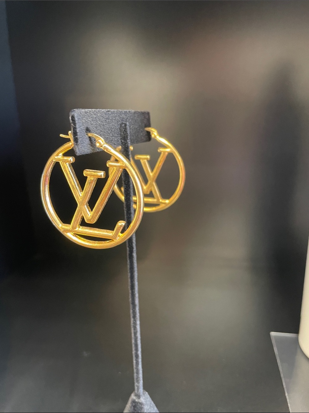 Faux Gold Logo Hoop Earrings - Designer Inspired